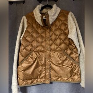 REI Cooperative Quilted Brown and Cream Teddy Jacket Medium NWOT